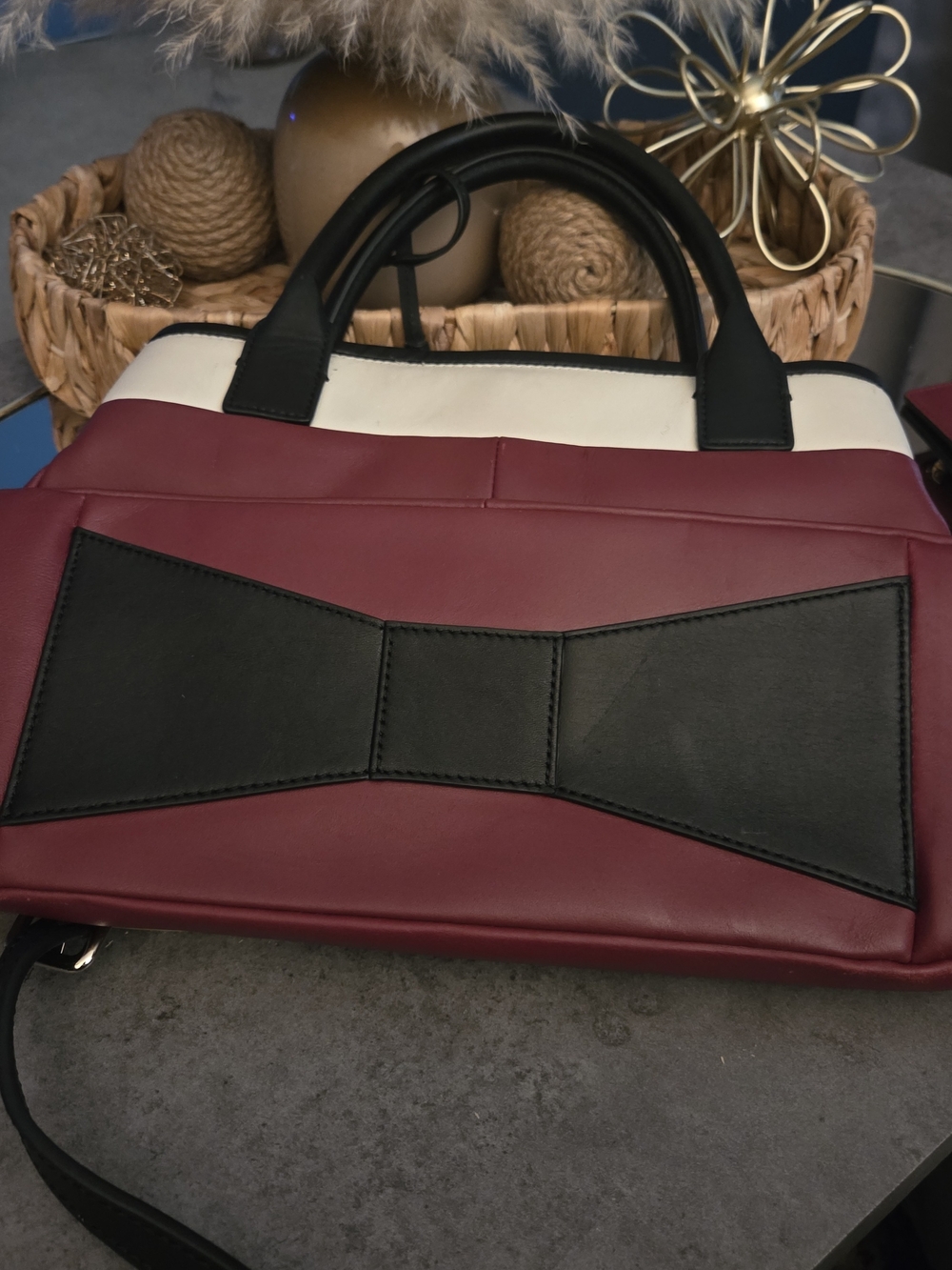 LOW START Kate Spade 2fer Satchel/Crossbody  Wallet Set Burgundy Cream Leather - Picture 12 of 17